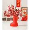 花瓶の赤い靴セラミッククリエイティブな花瓶装飾モダンな家庭用デザインティッシュボックスライトラグジュアリーアートテーブルトップ