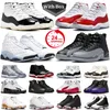 jordan 11 nike air retro jordans 11 Con Box uomini donne 11 scarpe da basket Jumpman 11s Cherry Cool Grey DMP Cement Grey 25o anniversario allevato istruttori Sport Sneakers