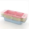 Keukenopslag Verstelbare afdruiprek Gootsteen Afvoermand Wassen Groente Fruit Plastic Thuis Droogrek Accessoires Organizer