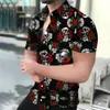 Summer Men's Shirts Hawaiian Shirt Skull Graphic 3D Printing Outdoor Street Kort ärmar Män FI -kläder Toppar Streetwear O2HS#