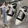 Casual Shoes Women's Vulcanize Canvas Pointed Lace Up Simple Style Fashion Tide Spring Autumn 2024 Mujer Sapato