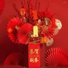 Dekorativa figurer 6 datorer fällbara fläkt kinesiska år po props bröllop dekor utsmyckning dekorera