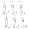 Kitchen Storage 6 Pcs Coat Hangers Stainless Steel Meat Hook Double Hooks Roast Outdoor Drying Grill