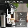 Mcilpoog ES317 Vollautomatische Espressomaschine, Milchaufschäumer, integrierte Mühle, intuitives Touch-Display, 7 Kaffeesorten für Zuhause, Büro und mehr