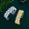 Bangle Cwwzircons Chunky Statement Square Water Drop Cubic Zirconia Shiny Dubai Gold Plated Big Bridal Wedding for Women BG069