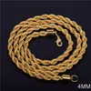 Kedjor 2021 Retail Hela Long Gold-Color Man Necklace 4mm 16 18 20 22 24 26 28 30 Inch Rope Chain Jewelry Accesory273G