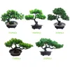 Decorative Flowers Lifelike Chinese Style Potted Pine Yard Artificial Bonsai Tree DIY Home Office Garden Fake Plant Table Decoration Living