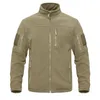 Vinter full zip up taktisk grön fleece jacka termiska varma arbetsrockar mensfickor safari jacka vandring utkläder vindbrytare l16p#