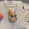 Hoge luxe designer ketting Hoge versie V-gouden dubbele ringketting voor dames met dikke 18K roségouden plating, modieuze en lichte luxe Origineel 1to1 Real Logo