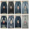 Mens Jeans Homem Calças Designer Preto Skinny Adesivos Light Wash Rasgado Motocicleta Rock Revival Corredores Verdadeiros Religiões Homens