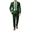 men Two Piece St. Patrick'S Day Printed Suit Lg Sleeve Butt Coat And Pants Multi Pockets Suit Holiday Party Events Clothes F5uA#