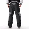 hiphop skelett broderad denim jeans män rak baggy löst byxor streetwear män kläder plus size jeans 2022 a1le#