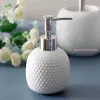 Set White Ceramic Badrum Set Wash Set toalettartiklar Tillbehör Badrum 5 -stycken Set Lotion Bottle Mouth Mouth Soap Dish Toalett Borste