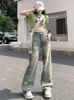 Women's Jeans Yellow Mud Dyed Star Wide Leg Jeans For Women With Loose Design Straight Tube High Waist And A Slimming And Draping Feeling 24328