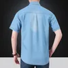 military Denim Shirts Men Summer Casual Short Sleeve Cargo Cowboy Shirt Male Big Size 5XL Wed Blue Army Shirts Chemise Homme i6va#