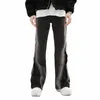 High Street Hip-Hop Gradual Change Jeans dragkedja slitsblossade byxor design raka benbyxor casual män och kvinnor jeans 5023 l5oo#
