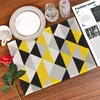 Bordmattor Simple Geometric Grey and White Green Gold Color Placemat Washable Dining Mat Non-Slip Kitchen Plate Bowl Deco