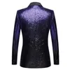 Luxury Purple paljett Slank Suit Pants Men Peak Collar One Butt Wedding 2st Suits Mens Party Prom Stage Singer Costume Homme K8kj#