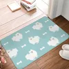 Badmatten Leuke Witte Pommeren Hond Mat Blauw Waterdicht Toilet Voor Douche Thuis Ingang Anti Slip Voet Badkamer Accessoires