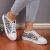 Casual Shoes Plus Size 43 Women's Flat 2024 Sunflower Print Lace Up Canvas Outdoor Versatile Walking Vulcanized