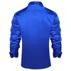 Stretch Satin Men Solid Shirt Blue Red Green Smooth Summer Spring Men Kläd bröllopsfest prom sociala Dr Shirts Blus V0ZH#