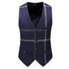 Mannen Plaid 3 Delige Pak Set Blazer Vest Broek Britse Stijl Slanke Double Breasted Bruiloft Dr Jas Jas Broek Vest L1F7 #