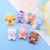 Miniatyrer 100 st kawaii härlig flatback harts tecknad djur kanin katt cabochon hår båge diy scrapbooking hantverk dekor tillbehör