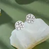 Stud Earrings ROXI 925 Sterling Silver Circular Round Mini Crystal For Women 18K Gold Plated Piercing Earring Wedding Party