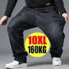 Jeans neri oversize 10XL Pantaloni larghi a vita alta da uomo di grandi dimensioni Marito più pantaloni maschili blu denim 240311