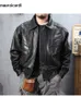 Herren Leder Kunstleder Mauroicardi Frühling Herbst Cool Schwarz Pu Leder Motorradjacke Männer mit Langarm Lose Lässige Luxus Designer Emo Kleidung 240330