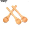 Cucchiai 1 Pz Cucchiaio Di Bambù Naturale Zuppa Rotonda Gelato Scoop Tè Caffè Sale Miele Di Legno Cucchiaino Utensili Da Cucina Posate