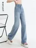 Women's Jeans KUCLUT Loose Blue For Women 2024 Fashion Vintage Straight High Waisted Chic Casual Full Length Wide Leg