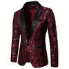 Gold Jacquard Bronzing Floral Blazer Suit Mens Single Button Blazer Jacket Wedding Dress Party Singer Singer Costume 240321