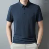 Erkek Polos Yaz Erkekler Polo Gömlek Sıradan Jakard Dokuması Kesintisiz Kısa Kollu Khaki Erkek Artı Beden Nefes Alabilir Spor Gömlekleri 3XL 4XL
