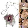 Kedjor Kvinnors långa pärlor fransar halsband elegant blomma hänge halsband Dainty Choker Chain för dagliga slitdagar Party