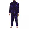 Accueil Vêtements Pyjama Violet Peinture Splatter Homme Abstrait Graffiti Chambre Chaude Vêtements De Nuit Automne 2 Pièces Casual Oversize Graphique Pyjama Ensembles