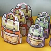 Hediye sargısı sevimli okul çantası şeklindeki şeker paketleme çantaları temiz plastik ayağa kalkma çantası atıştırmalık