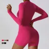 Dance Sport ciasny krótki kombinezon siłownia Kobiety Romper LG Sleeve Zip Fitn kombinezon pełny ciało One Piece Joga Suit