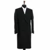 Fi Noir Hommes Costumes Veste Peak Revers Double Boutonnage Busin Casual Slim Solid Lg Manteau Mâle Blazer Une Seule Veste 43Yb #