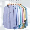 5xl 6xl camisa masculina primavera e verão 100% cott lg manga oxford tecido xadrez listra no-ir anti-rugas bordado casual j9c9 #