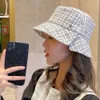 New Fisherman's with Fragrant Wind Split Korean Version Sunshade Versatile Sunscreen Bucket Showcase Face Small Women's Checkered Basin Hat