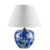 Bordslampor Debby Modern Blue Ceramic Lamp Creative Vintage LED Desk Light For Decorative Home Living Room Bedroom Bedside