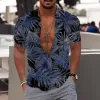 chemise hawaïenne pour hommes 2024 3D Imprimer à manches courtes Blouse Blouse Beach Holiday Tops Tees Vêtements surdimensionnés d'été Male Camisa Masculina J3KR #