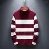 Мужские свитера KOLMAKOV 2024, одежда, водолазка, плотные вязаные пуловеры Homme, высокое качество, в полоску, мужские 3XL