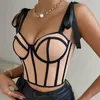 heliar Women Summer Lace Up Straps Crop Tops Patchwork Stripe Sexy Tank Top Beach Camis Streetwear Tube Tops Spring r9Gq#