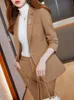 kvinnor avslappnad elegant businbyxor passar kontor damer smala vintage blazer pantsuit kvinnliga fi koreanska kläder två stycken v5y1#