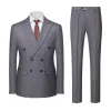 2023 Nouveau costume rayé pour hommes trois pièces costume à double fente élégant mariage pour hommes Dr luxe vêtements pour hommes vêtements de luxe 22ze #