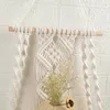 Tapices de tapicería tejido a mano estante pared colgante colgante de algodón bohemio macrame almacenamiento adornos decorativos de madera