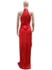 Beyprern Beautiful Red Shimmer Veet Rhinestes Maxi Dr Glam Sleevel High Slit Cearów Metallic Party Dr Clubwear A02C#