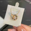 Top luxury fine designer jewelry V Gold Full Sky Star Womens Full Diamond Double Button Pendant Rose Gold Fashion Simple and Versatile Original 1to1 With Real Logo